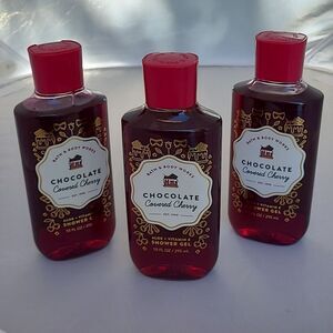 3 x BBW CHOCOLATE COVERED CHERRY ALOE + VITAMIN E SHOWER GEL 10 oz full size NWT